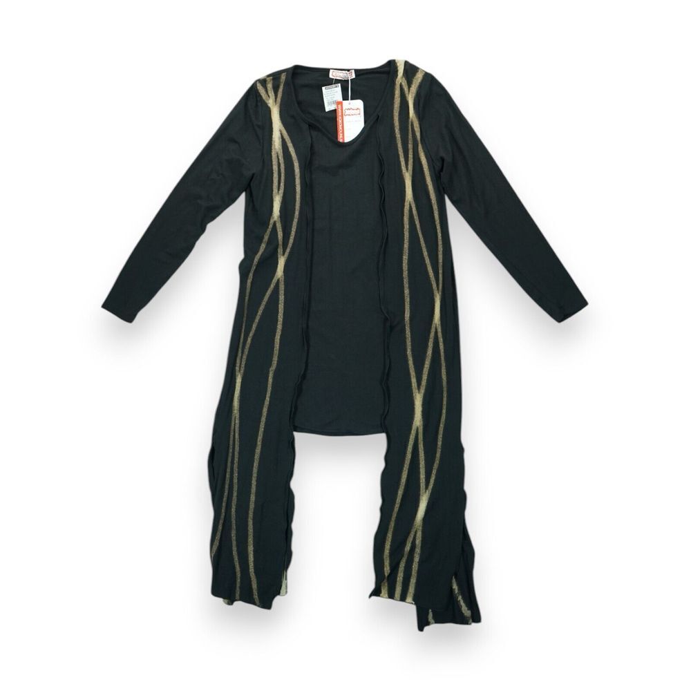 NWT Kokomo Unlimited Split Tunic Small Art to Wear Lagenlook Black‎ Tie Dye Boho